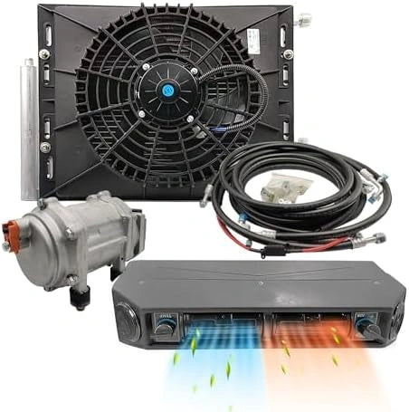 Elektrische airconditioningset, Universele AC onder het dashboard voor bestelwagens, campers, bussen, verwarmings- en koelsysteem, wit