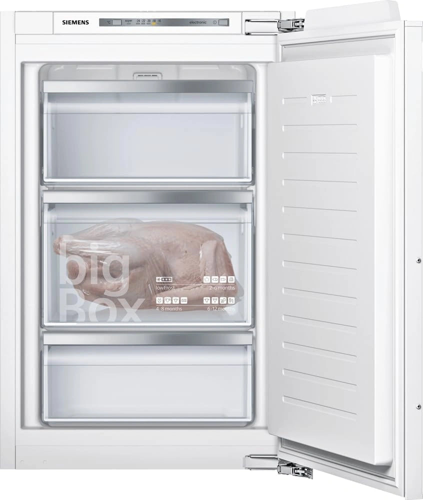 Siemens GI21VADD0 iQ500 Inbouwvriezer/D / 140 kWh/jaar / 95 l/lowFrost/Big Box/LED-binnenverlichting/plat scharnier, zilver