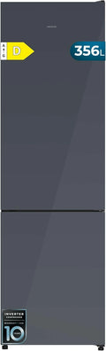 Cecotec Koelkast combi 356 liter Bolero CoolMarket Combi 356i grijs glas D. 200cm hoogte, 59,5 cm breed, energieklasse E, Multi Airflow technologie