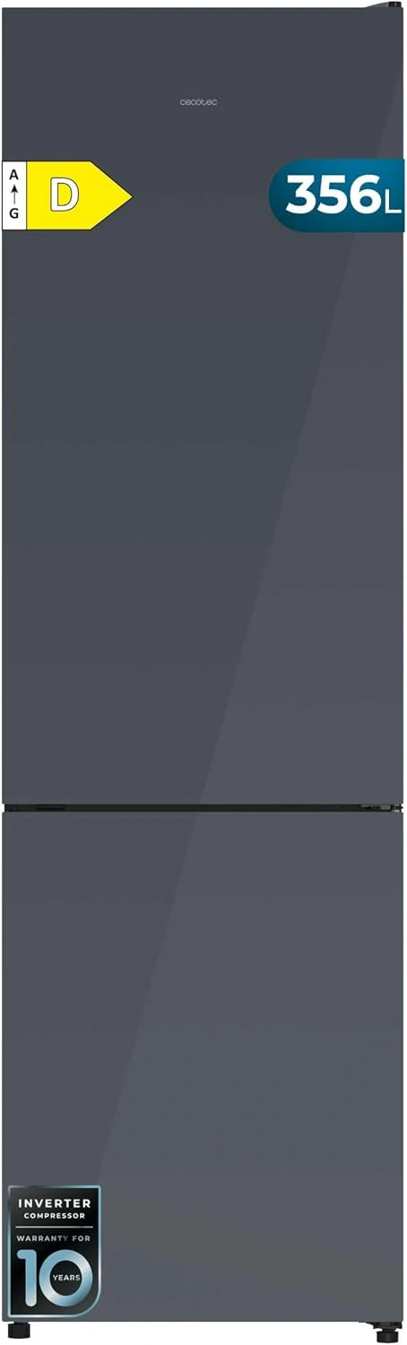 Cecotec Koelkast combi 356 liter Bolero CoolMarket Combi 356i grijs glas D. 200cm hoogte, 59,5 cm breed, energieklasse E, Multi Airflow technologie
