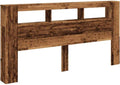 VidaXL Hoofdeinde met LED 200x18,5x103,5 cm bewerkt hout oud hout, bruin/koper