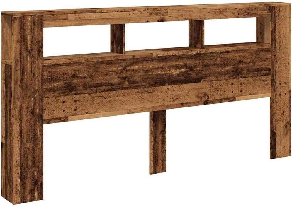 VidaXL Hoofdeinde met LED 200x18,5x103,5 cm bewerkt hout oud hout, bruin/koper