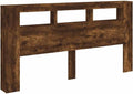 VidaXL Hoofdeinde met LED 200x18,5x103,5 cm bewerkt hout gerookt eiken, bruin
