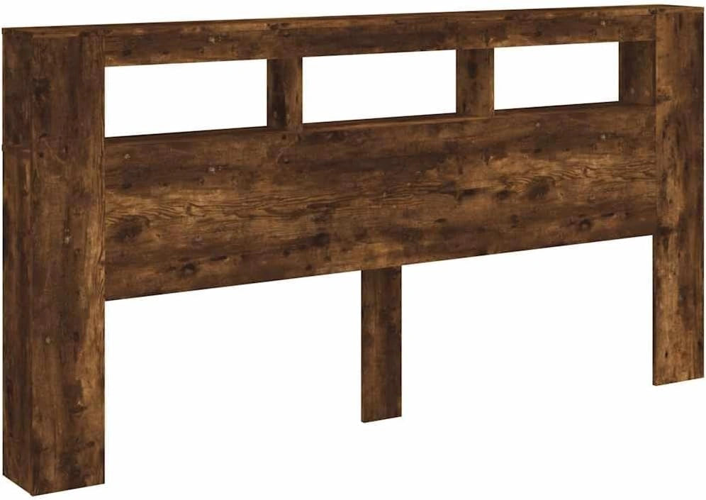 VidaXL Hoofdeinde met LED 200x18,5x103,5 cm bewerkt hout gerookt eiken, bruin