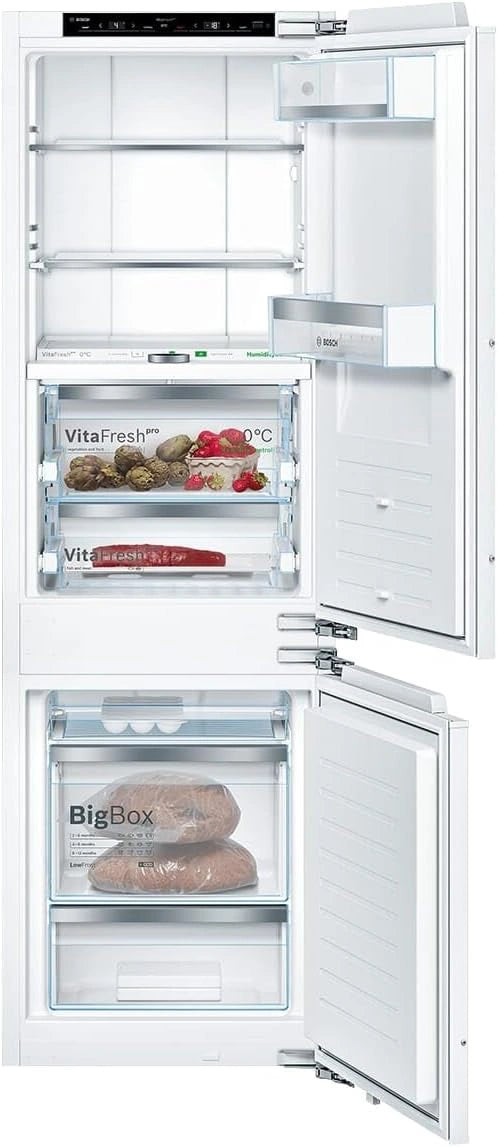 Bosch KIF86PFE0 Serie 8 Inbouw-koel-vriescombinatie, 177,5 x 56 cm niche, 156 liter koelen + 67 liter vriezen, plat scharnier, Made in Germany