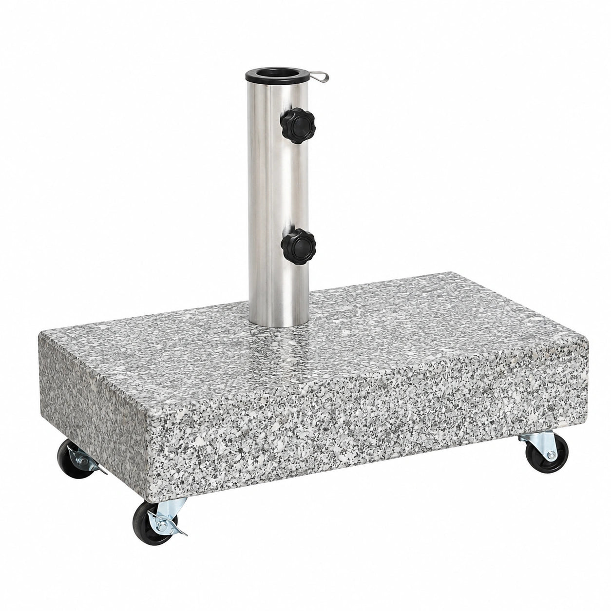 Granit Sonnenschirmständer mit Rollen, Halbrund 25 kg, 45x25x8,3 cm, Grau
