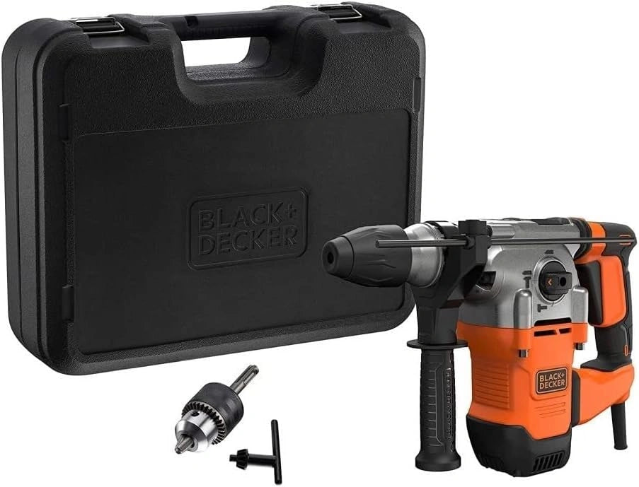 Zwart+Decker SDS-plus Boor- en beitelhamer BEHS03K (1.250 watt, 3,7 joule, incl. 2 SDS-plus boor, platte beitel, tandwielboorhouder, adapter, koffer)