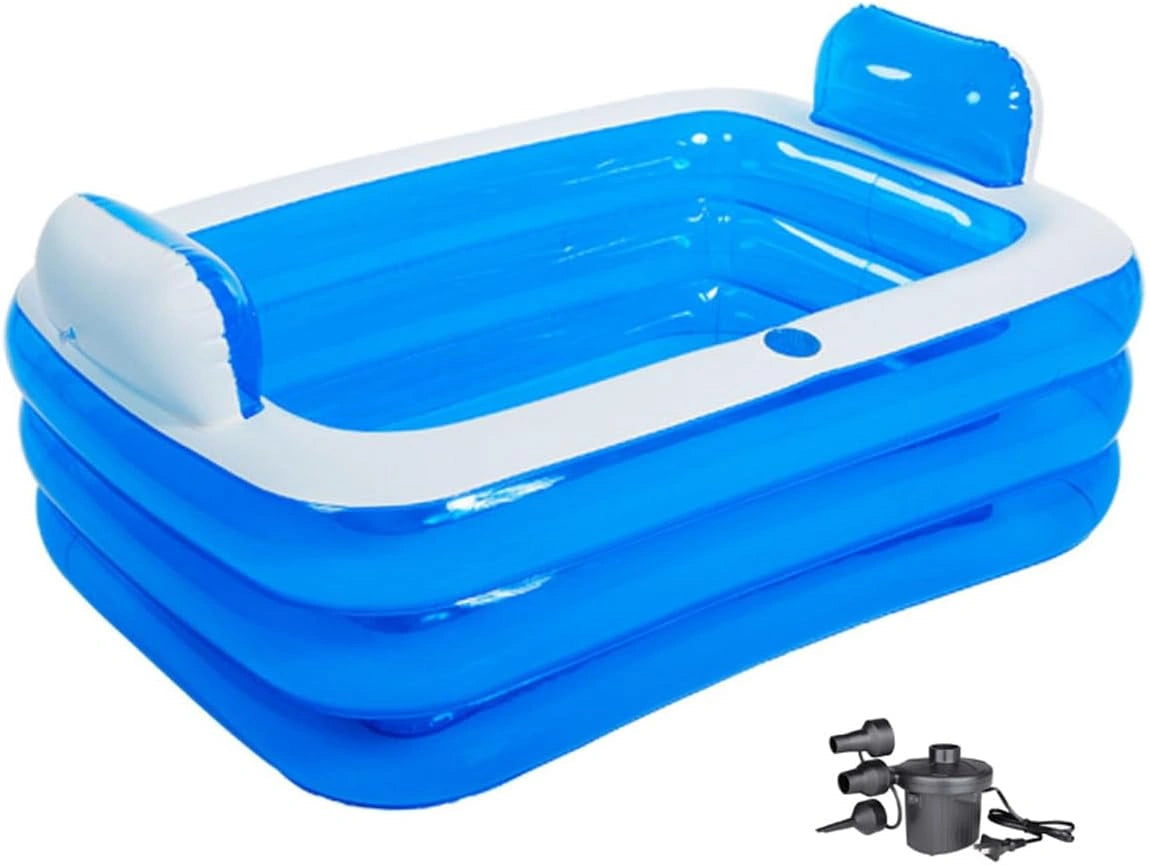 Opblaasbare badkuip voor volwassenen, kantelveilig en lekvrij, opvouwbare mobiele spa-badkuip met elektrische pomp, verdikt pvc