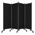 WELDUN Beweglicher Raumteiler, 4-teilig, 223,5x183 cm, Klappbarer Paravent in Schwarz