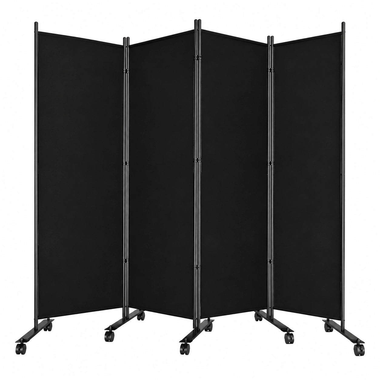 WELDUN Beweglicher Raumteiler, 4-teilig, 223,5x183 cm, Klappbarer Paravent in Schwarz