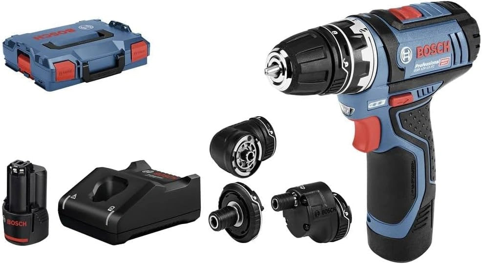 Bosch Professional 12V System accuschroefboormachine GSR 12V-15 FC (incl. 2x 2,0 Ah accu, oplader GAL 12V-40, 4x opzetstuk, L-BOXX 102), zwart