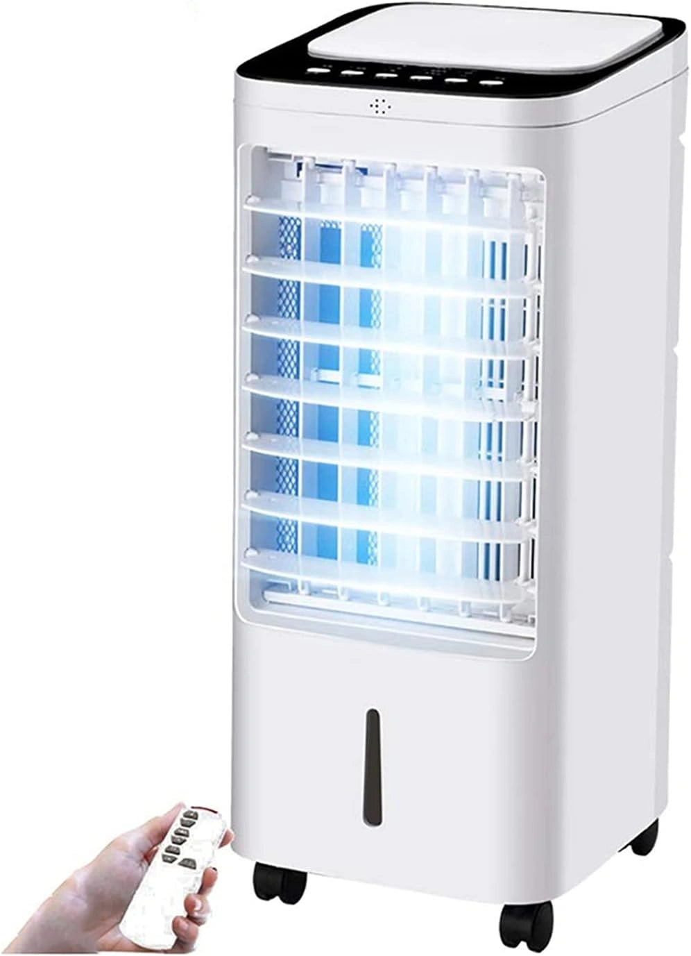 9000BTU draagbare mobiele airconditioner, 3 snelheden, timer 7h timer, LED -afstandsbediening, energieklasse A -energiebesparing, wit