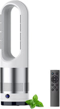 Warme en koele torenventilator met afstandsbediening, 18 inch bladloze ventilator met 8-uurs timer, 8 snelheden, LED-scherm, oscillerend 80°