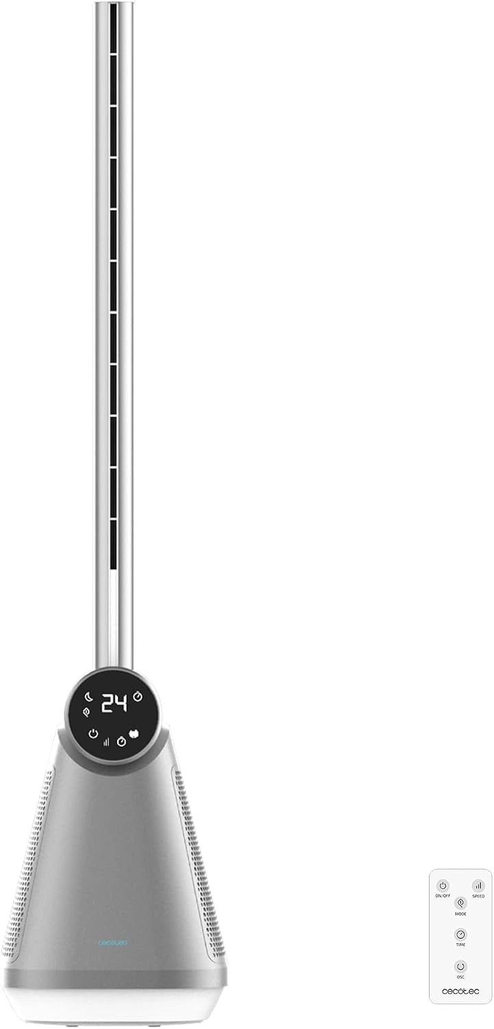 Cecotec Torenventilator EnergySilence 9890 Skyline Bladeless Zonder Bladen van 39', 50W, Touch LED-scherm, Afstandsbediening, 3 Snelheden, 3 Modi