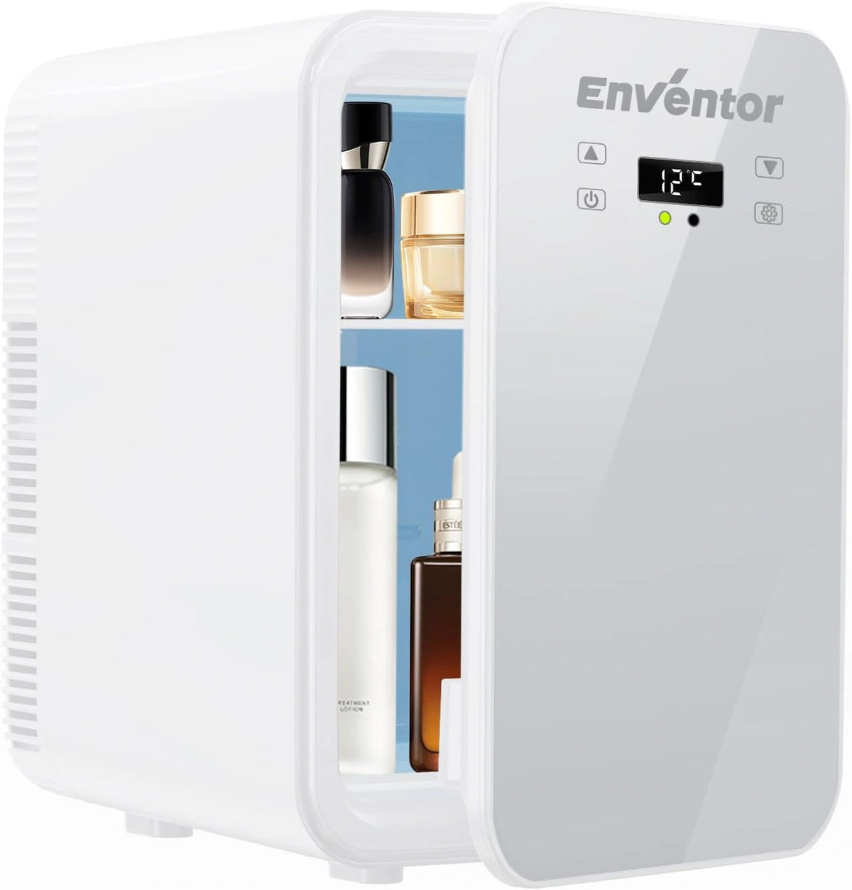 Enventor Mini-koelkast, draagbaar, 10 liter, wit, met koel- en warmtefuncties, 12V/220V, LCD-scherm, voor kamer, auto en thuis