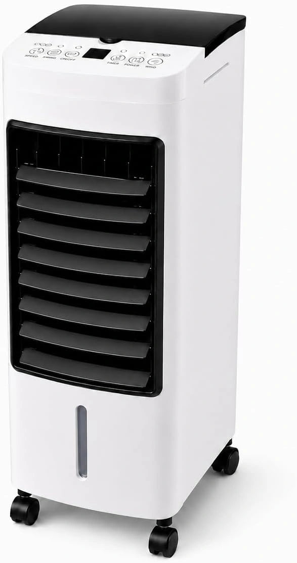 Airconditioning, 4-in-1, ventilator, koeler, luchtbevochtiger en luchtreiniger, afstandsbediening, middelgroot formaat 50 cm, 12-uurs timer