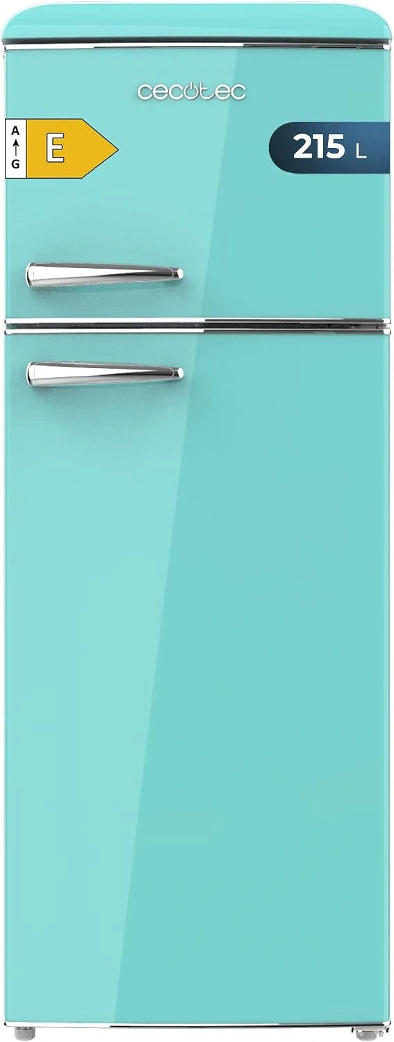 Cecotec Bolero CoolMarket 2D Origin 215 groen E koelkast, 2 deuren, retrokoelkast, 215 l, hoogte 148,2 cm en 55,2 cm breed, led