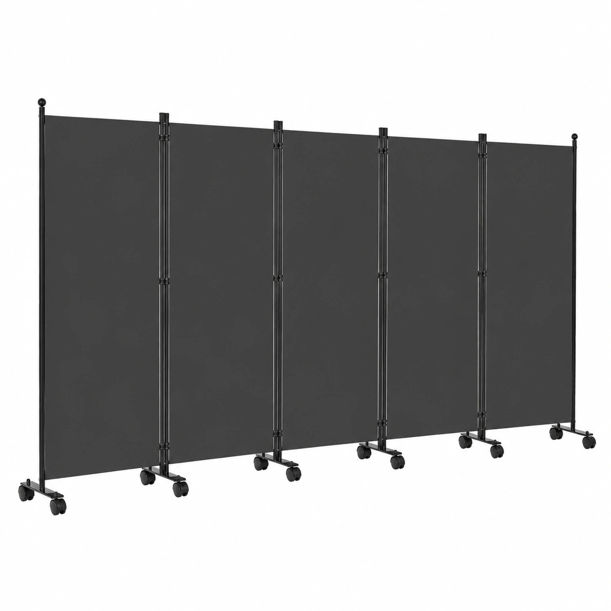 Faltbarer Paravent Raumteiler auf Rollen, 5-teilig, 284x181 cm, Anthrazit - Privatsphäre & Sichtschutz für Büro und Balkon
