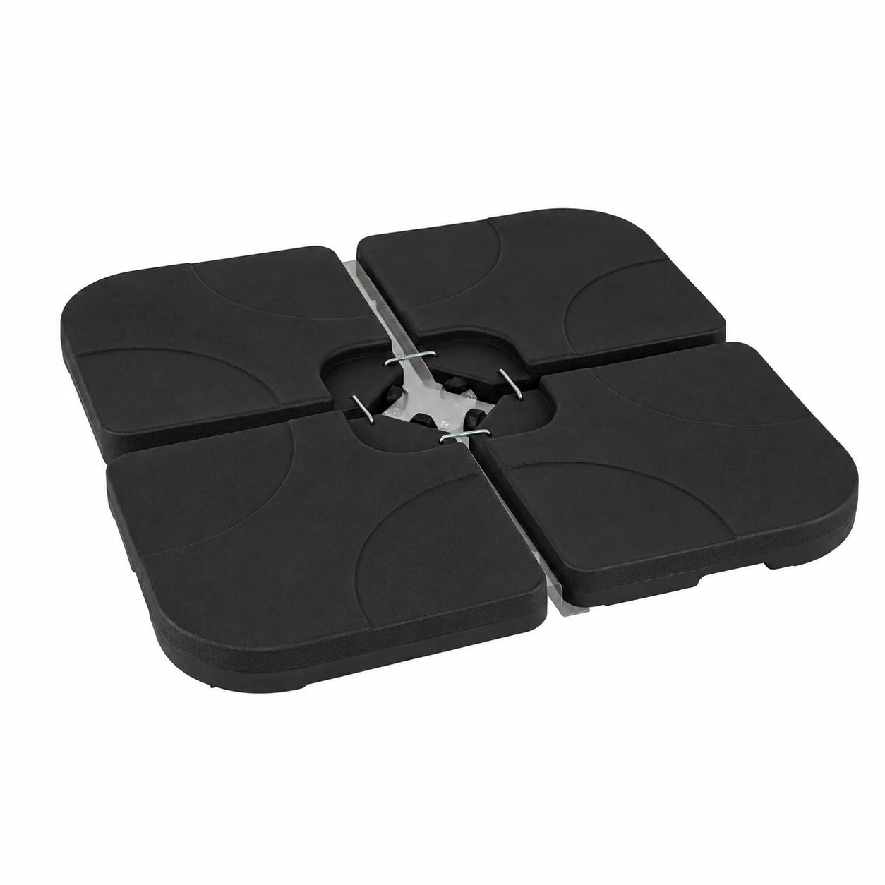GOPLUS Sonnenschirmständer 4-teilig, befüllbar 60L/68kg, mit Metallstiften, für Garten und Pool, Schwarz