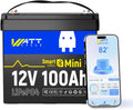 WattCycle 12V 100Ah LiFePO4 Accu 1280Wh, Bluetooth, 100A BMS, 15.000+ Cycli, wit