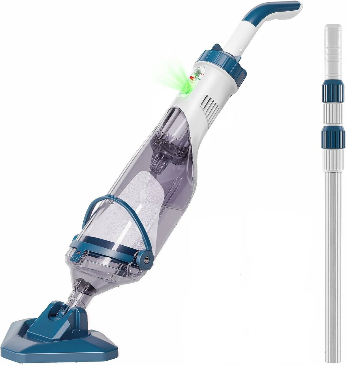 Enhulk Zwembadstofzuiger, accu, zwembadvloerstofzuiger met gebruiksduur tot 60 minuten, 222 cm telescopische stang, zwembadreiniger met 4 filters