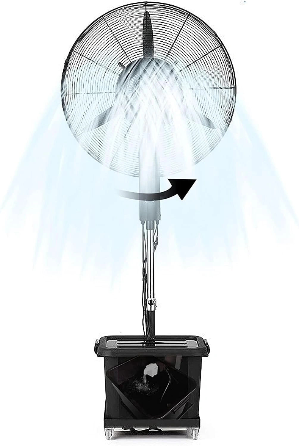Industriele Mistventilator met 42 liter/11Gal Tank, 3 Snelheden en Verstelbare Mistregeling, voor Buiten, Terras, Schuur, Kas (25.6in), wit