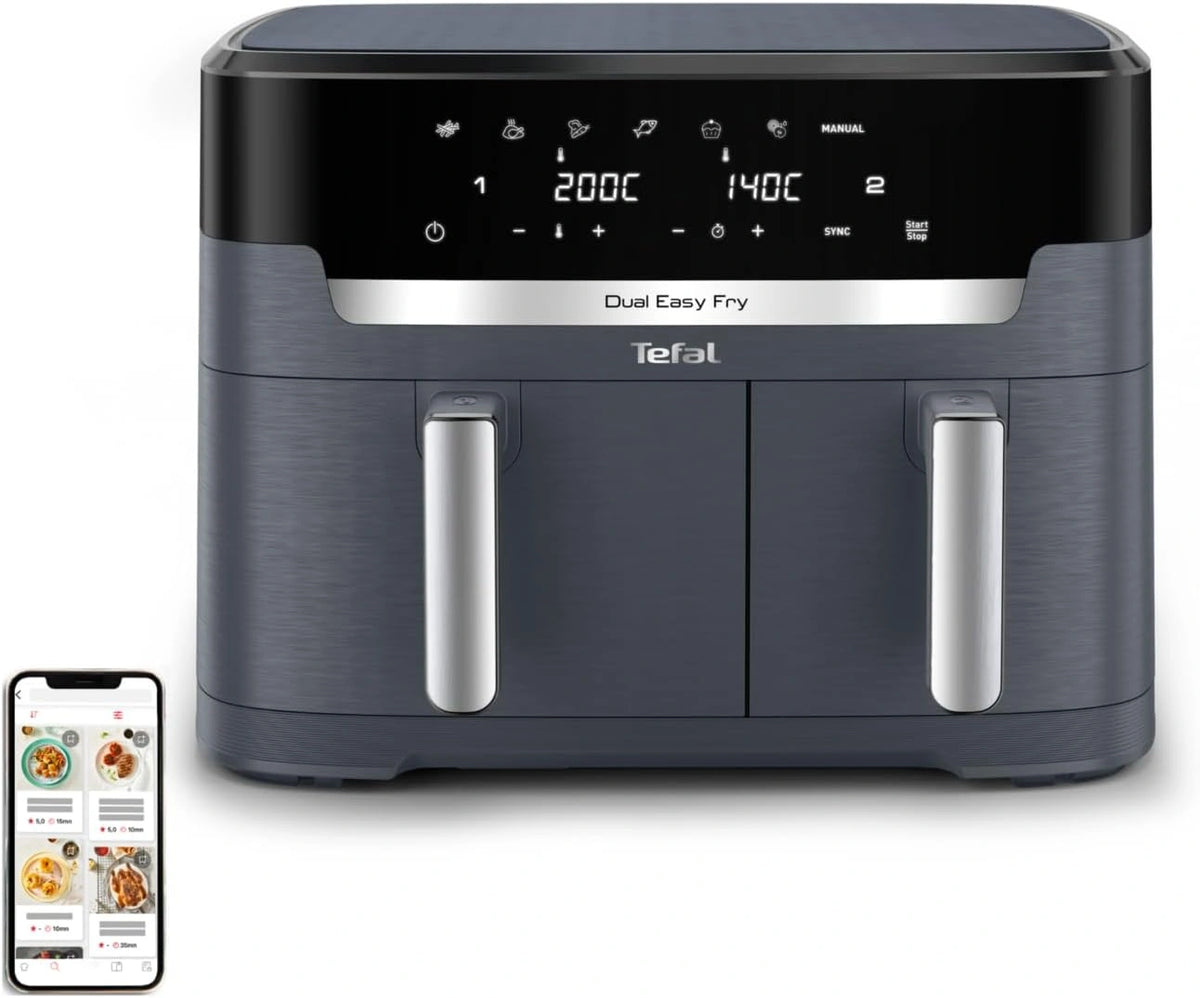 Tefal Dual Easy Fry XXL Heteluchtfriteuse, 2700W, 7 Programma's EY942B, zwart