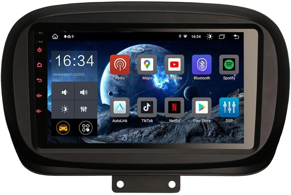 Erisin 9 inch 8-core 4 GB RAM + 64 GB ROM Android 14 autoradio Bluetooth GPS Navigator voor Fiat 500X ondersteuning CarPlay draadloos Android Auto