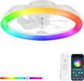 ZMISHIBO Plafondventilator met verlichting, RGB-plafondventilator met licht en afstandsbediening, moderne dimbare plafondventilator 51 cm