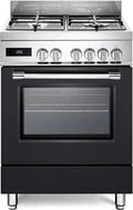 PRO66MALPZ Gasfornuis met elektrische oven, 60 x 60 cm, roestvrij staal/zwart, energieklasse A