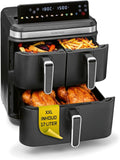 GOURMETmaxx FryUp3 Verticale heteluchtfriteuse, 3 kamers, heteluchtfriteuse XXL, 17 liter, airfryer met multi-colour inklapbaar touchdisplay