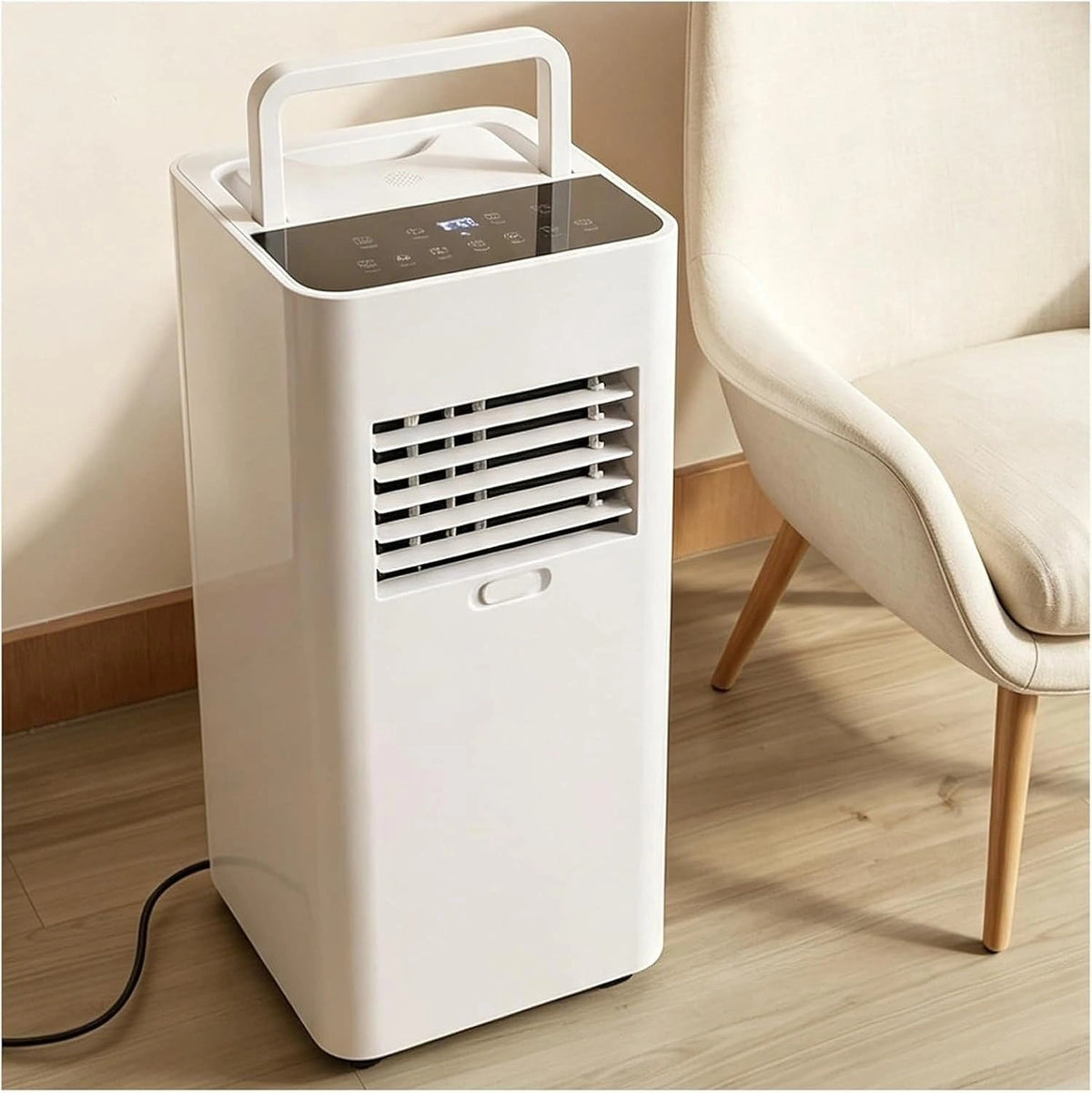 Mobiele Airco 7000 BTU, Klimaatunit voor Ruimtes tot 25m², 3-in-1 Koelen en Ventileren, Ontvochtiger, 24 Uur Timer, LED scherm, Wit