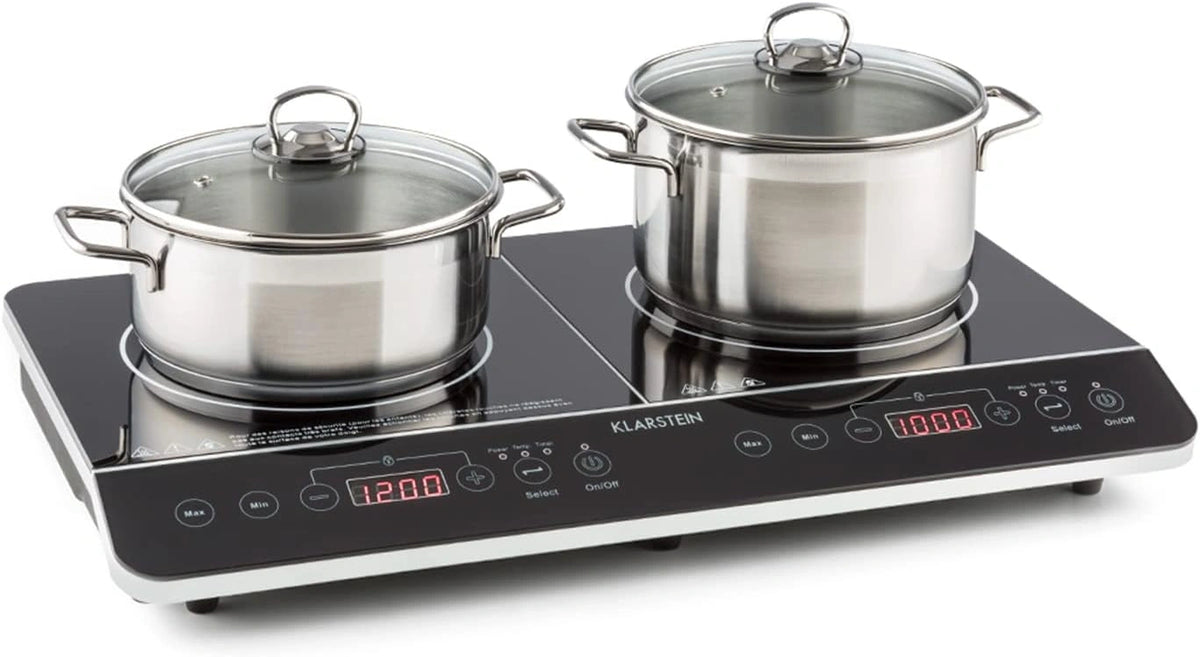 Klarstein VariCook Slim dubbele inductiekookplaat, inductiekookplaat, 3500 W, 10 vermogens- en temperatuurniveaus, timer