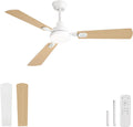 Plafondventilator, 132 cm, met licht en afstandsbediening, led-ventilator voor binnen en buiten, 3 kleurtemperaturen, stille omkeerbare DC-motor