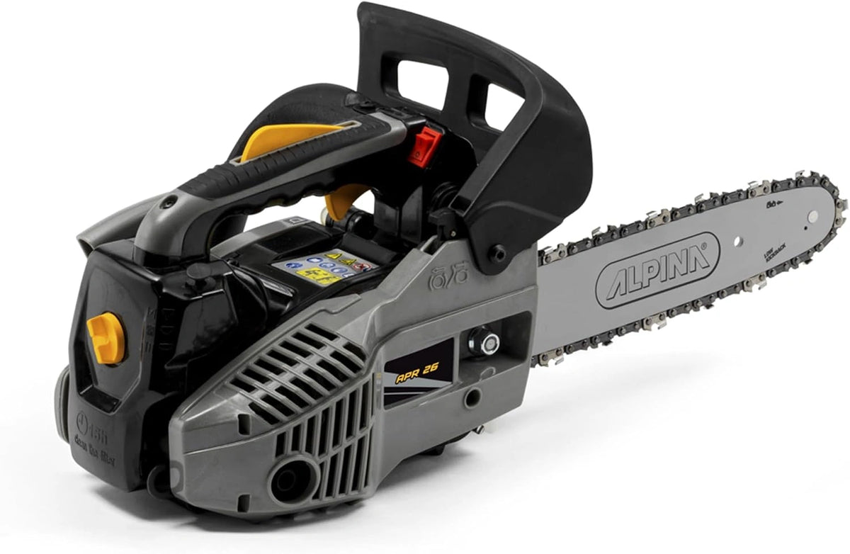 Alpina APR 25 Astkettingzaag, snijrail 25 cm (10 inch), verbrandingsmotor 25,4 cc, 900 W, kettingsnelheid 21 m/s, automatische oliepomp instelbaar