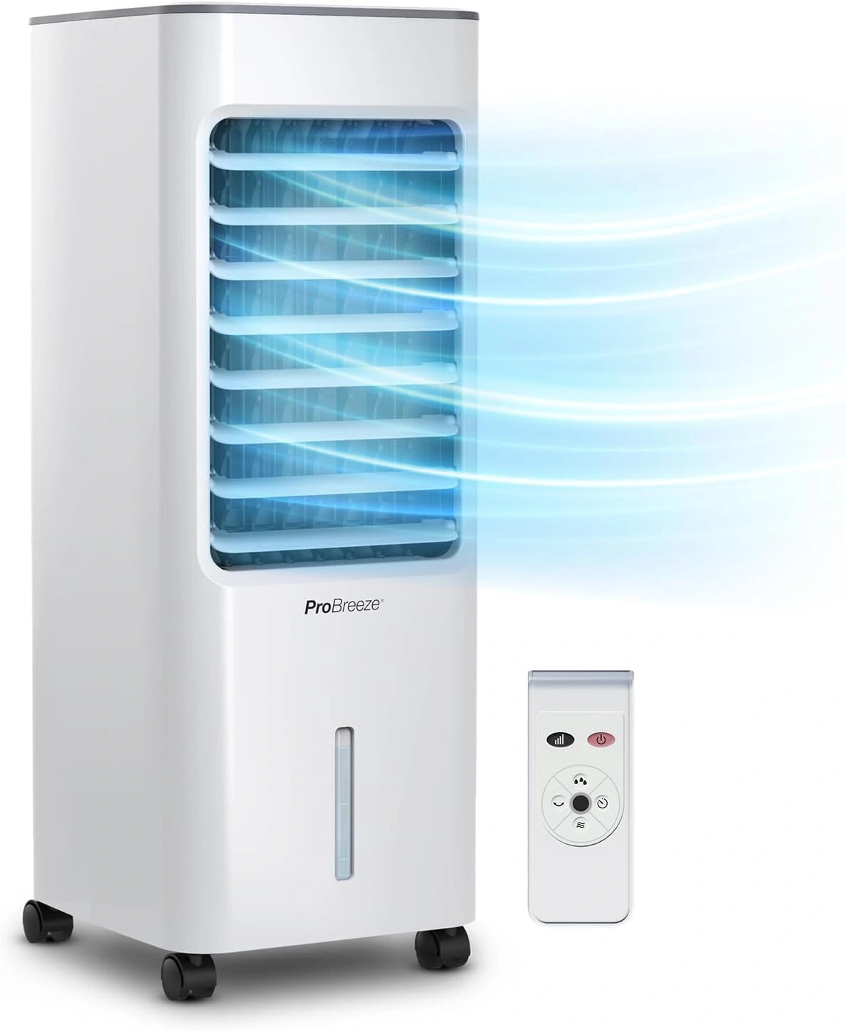 Pro Breeze 5 liter Luchtkoeler met Coolpacks, Mobiele Air Cooler met Afstandsbediening, Oscillatie, Timer, 4 Standen
