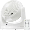 Iris Ohyama, Krachtige tafelventilator met afstandsbediening, Timer, Oscillatie, 23m², 50W, Woozoo PCF-MKC18, Wit, 29,1 x 19,1 x 31 cm