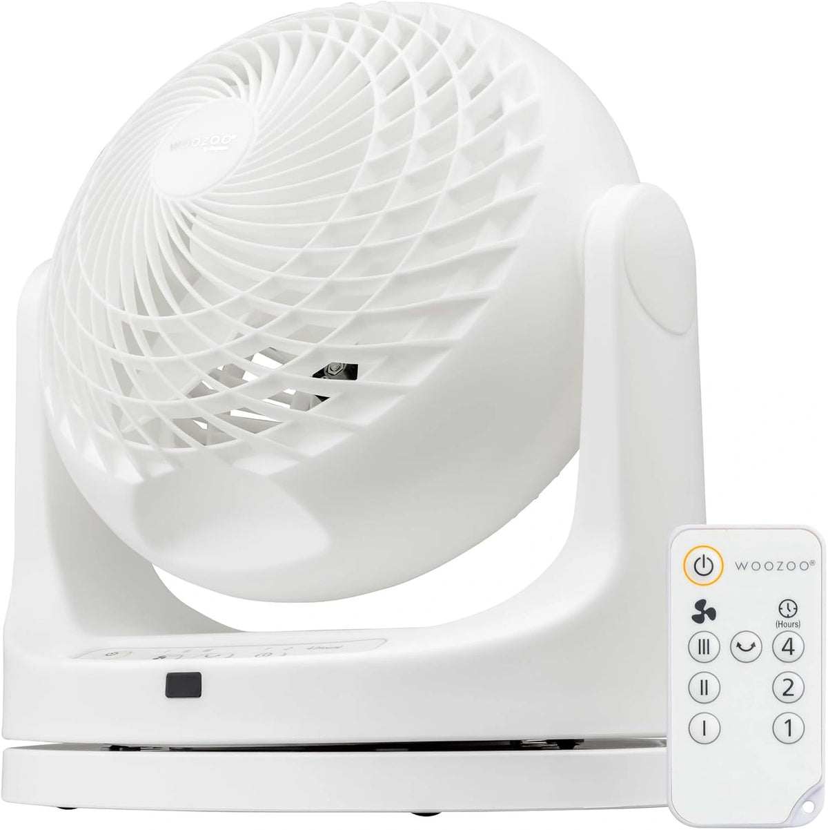Iris Ohyama, Krachtige tafelventilator met afstandsbediening, Timer, Oscillatie, 23m², 50W, Woozoo PCF-MKC18, Wit, 29,1 x 19,1 x 31 cm