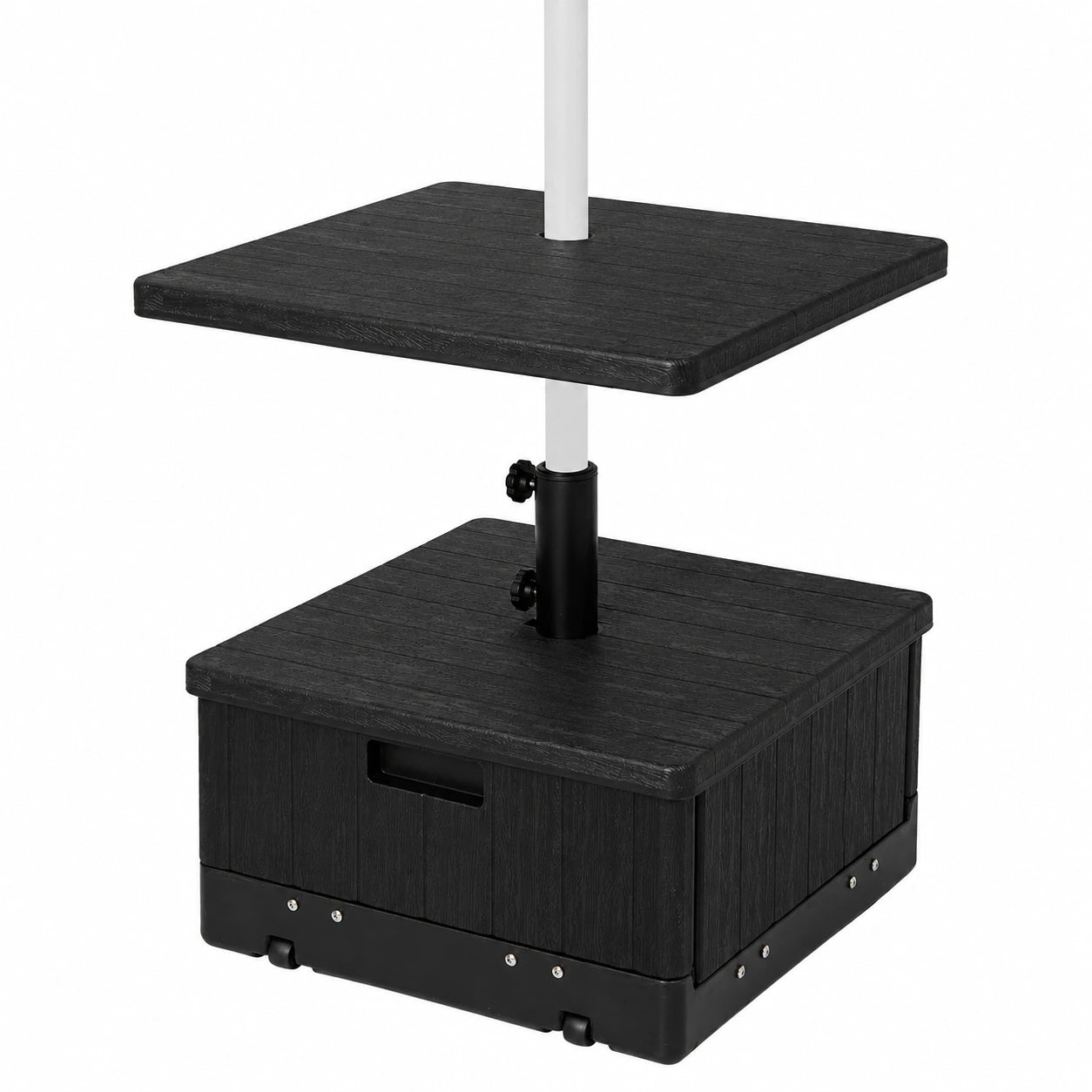 COSTWAY Rollbarer Sonnenschirmständer mit 45L Gewichtstasche, Griff & Tischablage für Garten & Terrasse