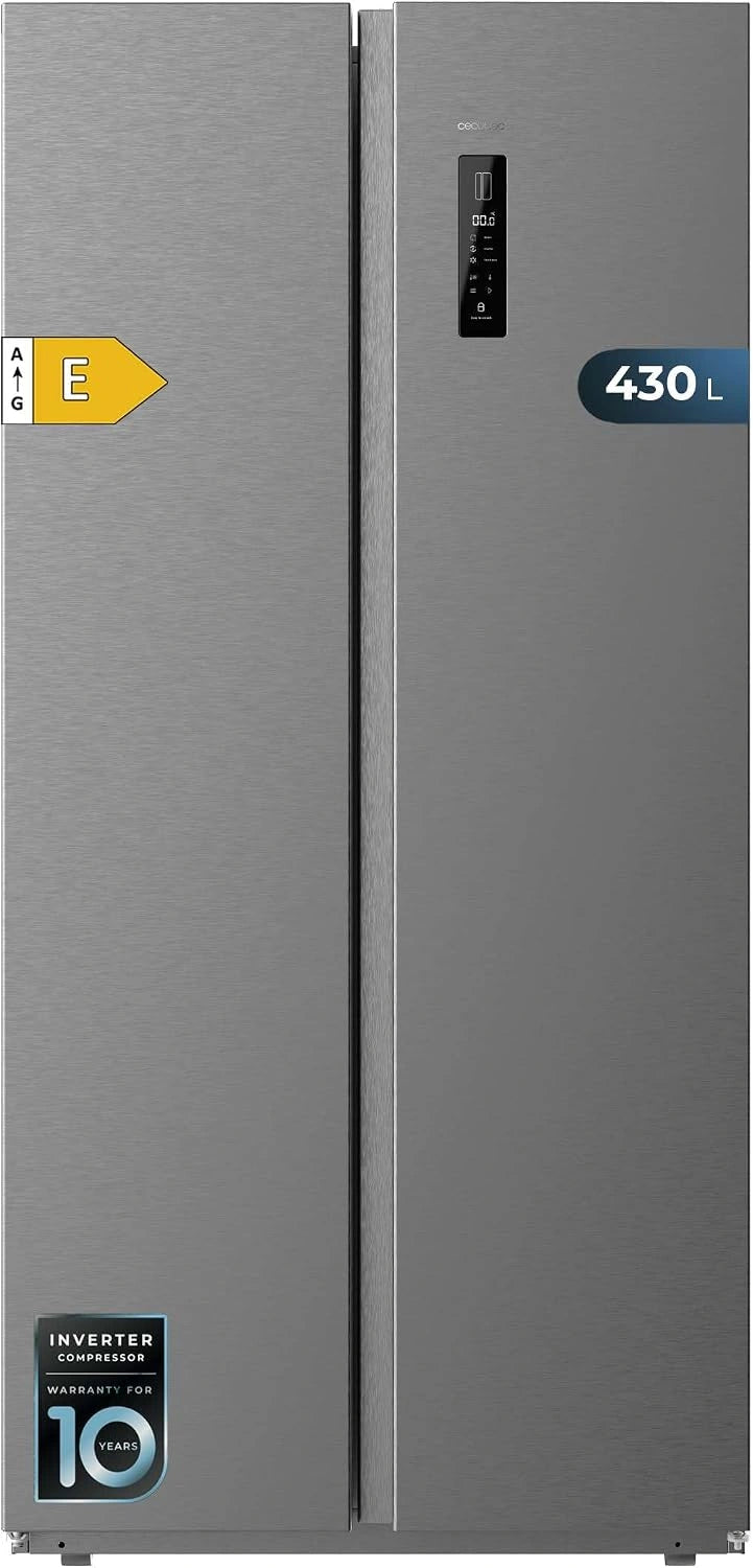 Cecotec Bolero CoolMarket SBS 430 Dark E. dubbeldeurs by Side, 2-deurs, 430 l, hoogte 176 cm en breedte 84 cm, Multi Air Flow-systeem