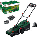 Bosch accumaaier ROTAK18V-32 (maaibreedte: 32 cm, maaihoogte: 25-65 mm, stoffen grasopvangzak van 35 l, mulchplug, met accu en oplader), zwart