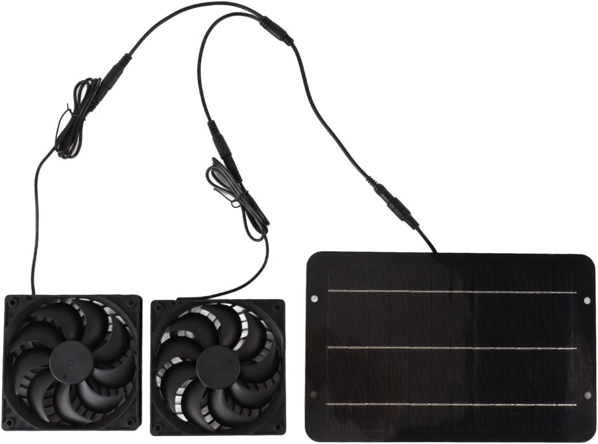 Zonneventilator, zonne-ventilator, op zonne-energie, 12 V, 10 W, waterdicht zonnepaneel met dubbele ventilatorkit voor caravan, hondenhuis