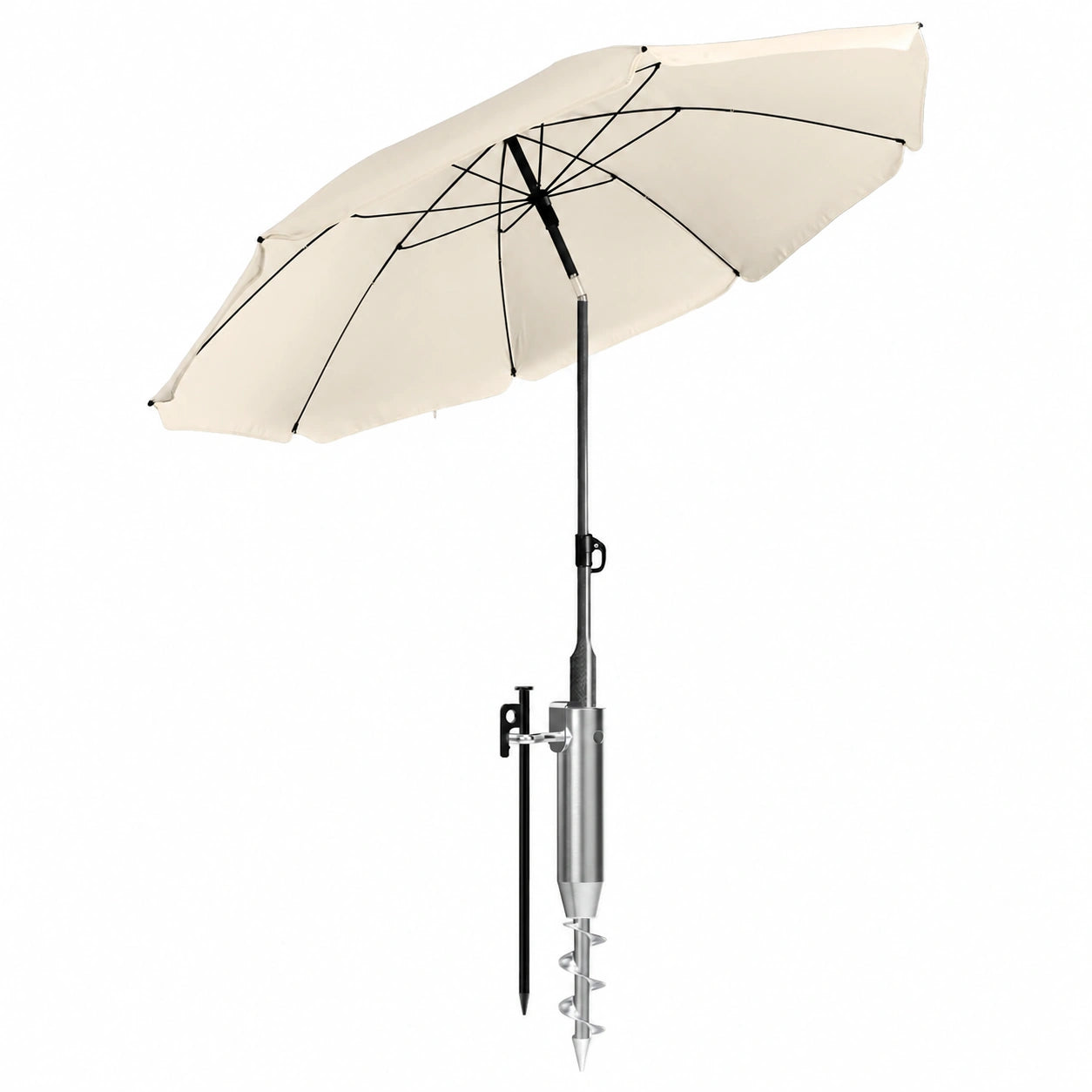 4smile Sonnenschirm Set Ø 180 cm, Stabiler Strandschirm mit UV Schutz 50+, Drehbarer Bodenhülse & Schutzhülle, Verstellbare Höhe & Neigbar, Farbe Beige