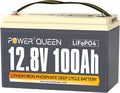 POWER QUEEN 12V 100Ah LiFePO4 Accu met 100A BMS voor Camper en RV, bruin