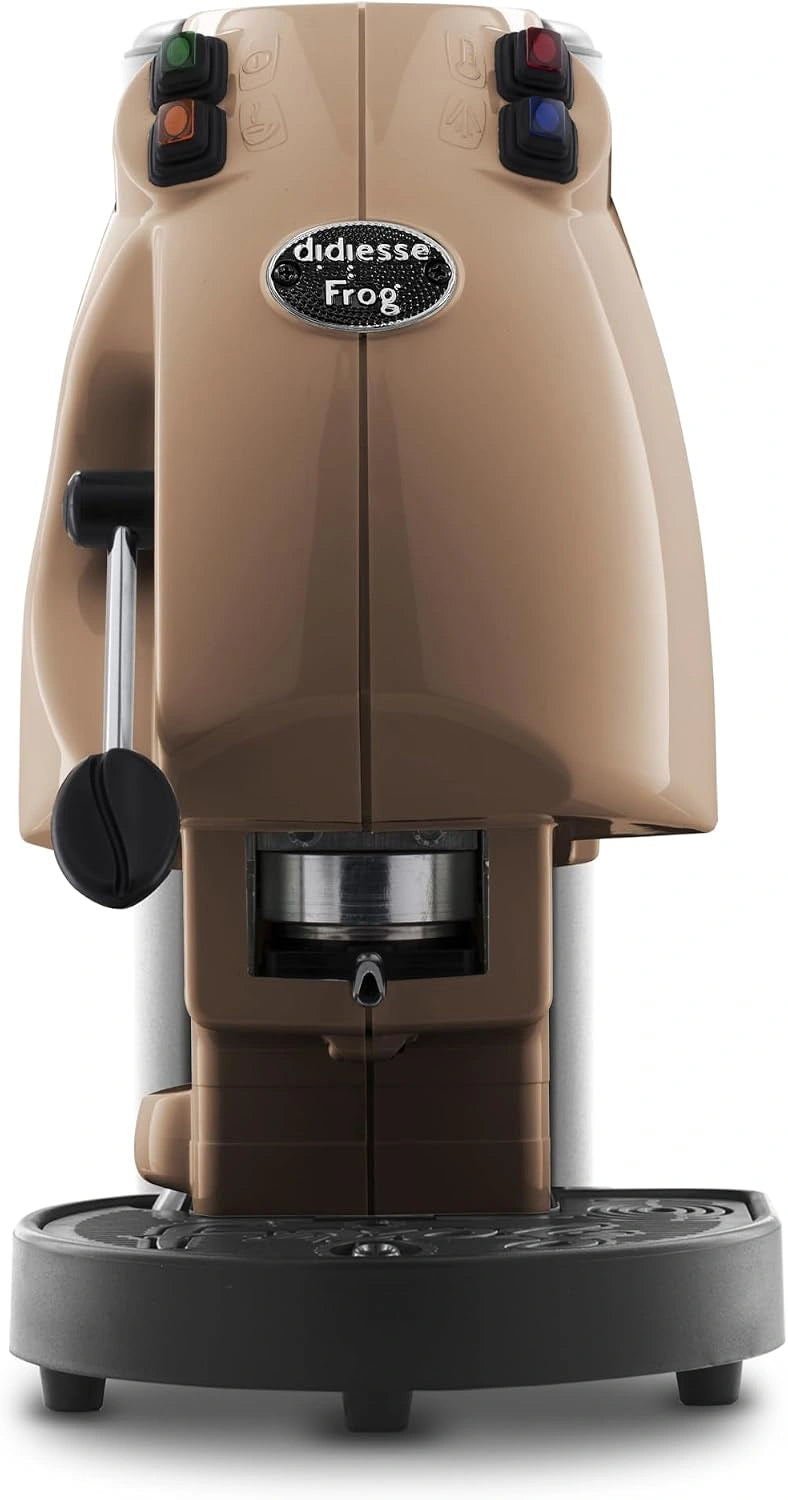 Didiesse Frog Revolution Koffiepadmachine, hazelnootkleur voor espresso thuis en op kantoor, schattig en kleurrijk design, voor alle ruimtes