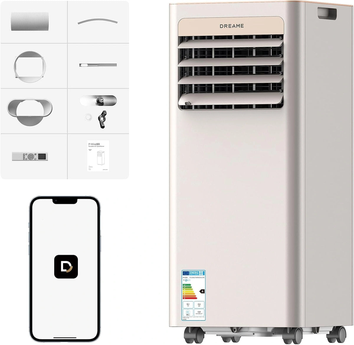 DREAME P-Wind10 9000 BTU 3-in-1 mobiele airconditioner, wit