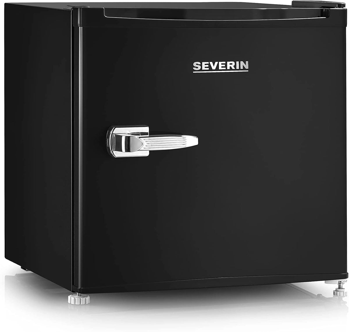 SEVERIN Retro Mini koel-/vriesbox (31 l), kleine vrieskast met flexibele temperatuurregeling, tafelkoelkast, zwart, GB 8880