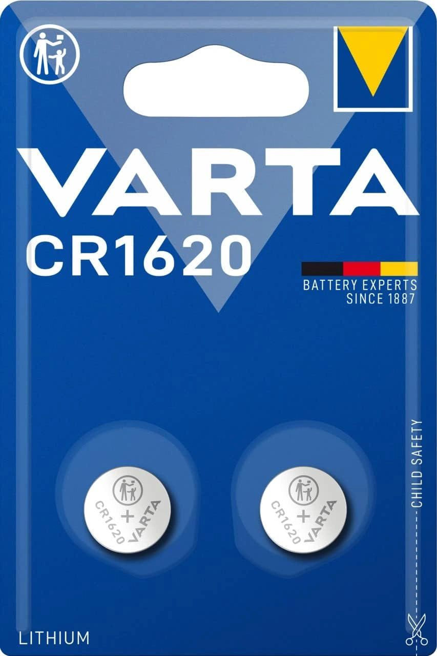 VARTA Knoopcelbatterijen CR1620, 2 stuks, Lithium Coin, 3 V, voor klokken, blauw