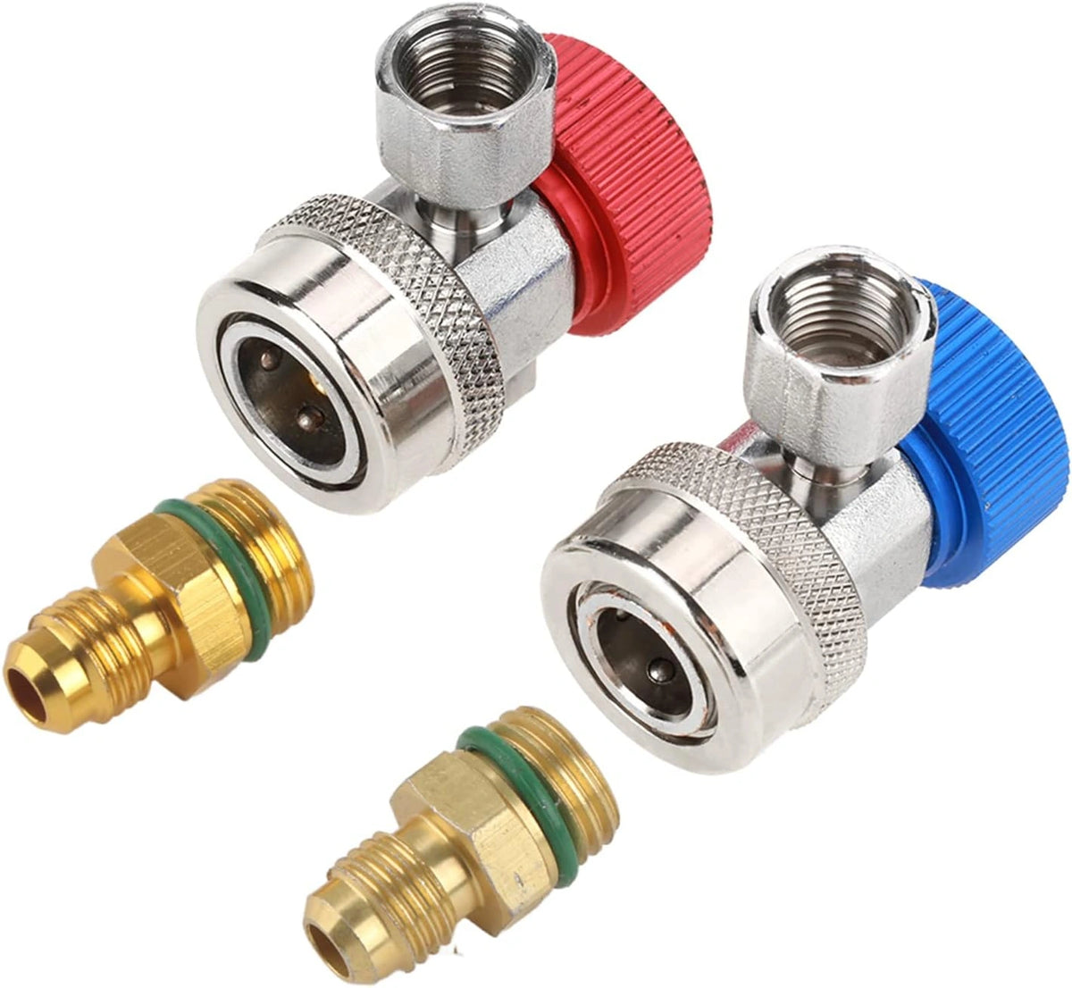 Ac R134A Snelkoppelingen, 2 Conversie Laag Hoog Set Poortadapters Koppelingen Voor Airconditioning, zilver