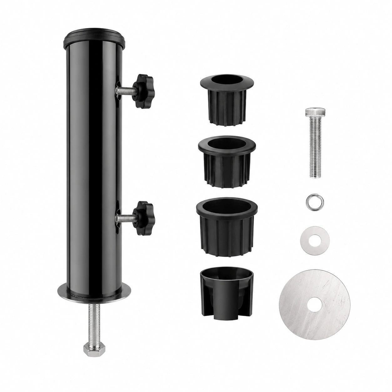 Edelstahl Universal-Sonnenschirmständer mit Reduzierringen (48/38/32 mm) für Strand, Garten und Camping